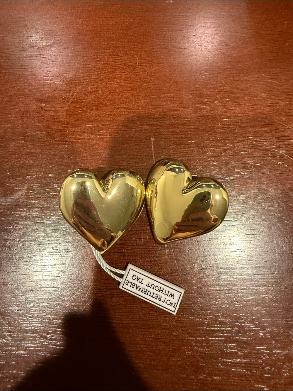NWT Gold Heart-Shaped Decorative Pair